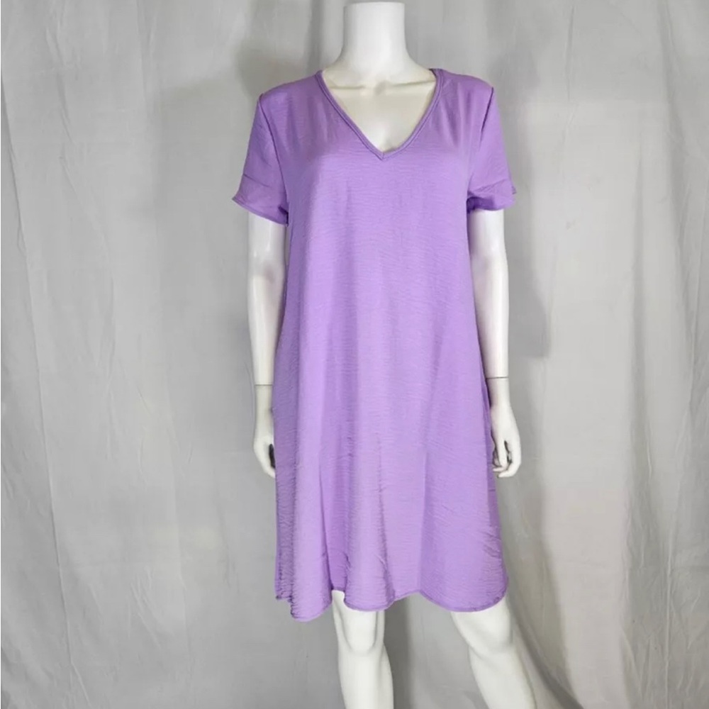 Mittoshop Lavender  Short Sleeve V-Neck With Pockets